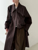 Women Coffee Brief Belted Big Size Long Trench Lapel Long Sleeve Windbreaker Tide Spring Autumn 1DJ3893