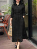 Autumn Elegant Lapel Neck Long Sleeve Shirt Dress Women Dresses Stylish Solid OL Work Dresses Buttons Midi Up Robe