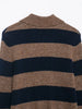 Women's Striped Knitted Cardigan Coat Female Long Sleeve Polo Collar Single Breasted High Street Casual Short Jacket