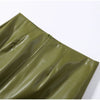 Chic Stand Collar Leather Long Skirt Sets Women Long Sleeve Jackets Spliced Solid Skirts Autumn Lady Y2k Outfits Dress