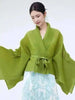 Women's Pleated Coat Loose Lapel Lace Up Irregular Solid Color Casual Versatile Cape Female Spring 2DE431