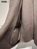 Women's Autumn Winter Vintage Pockets Wool Blazer Coat Casual Solid Long Sleeves Loose Outerwear Ladies