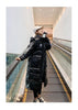 Black Glossy Parker Female Warm Winter Thicken Down Cotton Jacket Windproof Rainproof Women's Hooded Coat Casual Long Overcoat