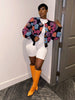 Elegant Women Button Front Floral Appliques Long Sleeve Jacket Thick Warm Winter Streetwear Outwear