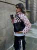 Women Elegant Polka Dot Pink Jacket Single Breasted High Collar Drawstring Coat Spring Lady Street Outwear