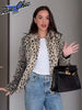 Dalmatian Faux Fur Jackets Women Lapel Collar Single Breasted Slim Fit Long Sleeves Coats Lady Autumn Street Outwear