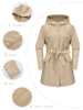 Spring Autumn Hooded Water-repellent Jacket with Belt Thin Casual Loose Trench Coat Women Windbreaker