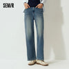 Women Jeans Wide Leg Slight Flare HighWaist Fit Elastic Back Waist Soft Touch Winter Denim Fabric Everyday Style