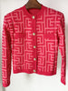 High Street Designer Jacket Women's Lion Buttons Monogram Geometric Jacquard Knitted Sweater Cardigan