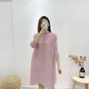 Women Pleated Single Breasted Dress Stand Theree Quarter Sleeve Tide Spring 2F0095