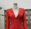 Women's Irregular Pleated Patchwork Long Flare Sleeve Waist Cinching Midi Dresses Female Clothing