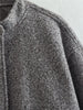 Woman Loose Gray Warm Baseball Jacket Autumn Casual Oversized Bomber Jacket Girls Vintage Thick Warm Outwear