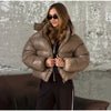 Solid Zipper Drawstring Puffer Jacket Quilted Water-Resistant Loose Winter/Fall Warm Women Outerwear Daily Causal Lady Coat