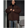 Casual Lace Up Solid Color Women's Coat V-neck Button Pocket Loose Cotton Jacket Autumn Winter Clothes Daily Wear