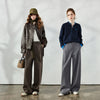 Women's Wide Leg Suit Pants Fall Drapey Seam Detail Tailored Office