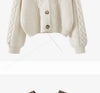 Simple Elegant Office Coat V Neck Twist Cardigan Short Sweater Loose Women Korean Style Retro Jackets Autumn Winter Clothing