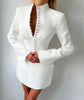 Long Sleeve Single-breasted Sexy Mini Blazer Dress Women Turtleneck Two Pocket Club Party Blazers Dress Office Lady