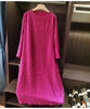 Embossed Pleated Women's Dress Spring Loose Simple Solid Color Long Sleeve Famale Clothing 2DB6616