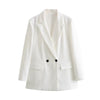 Women Double Breasted Plaid Blazer Coat Vintage Long Sleeve Flap Pockets Female Outerwear Chic Vestes Femme