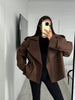 Solid Lace Up Short Windbreaker Women Elegant Full Sleeve Button Loose Chic Trench Coat Office Lady Daily Commute Outwear