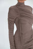 Elegant Long Sleeved Elastic Tight Pleated Maxi Dress Women Slim Party Club Evening Dress Autumn Winter Vestido