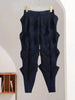 Versatile Slim Pleated Pencil Pants Women Elastic High Waist Solid Color Trousers Casual Autumn 2AA3771