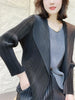 Korean Lady Long Sleeve Suit Outwear Femme Pleats Please Blazer Top Coat Autumn Women Advanced Leisure Jacket