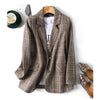 Spring Autumn Plaid Women Blazer Long Sleeve Business Work Wear Ladies Suits Casual Jacket Woman Tops