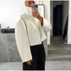 Croc Embossed Cropped Faux Leather Jacket High Stand Collar Long Sleeve Oversized Women Jackets Autumn Chic Coats