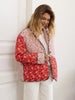 Chic Printed Color Spliced Short Coats Women's Casual Single Breasted Cotton Pocket Coat Autumn Winter Lady Daily Outwears
