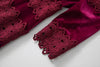 Women's Velvet Maxi Dress Hollow out Stand Collar Half Sleeve Elegant Party Spring