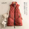 Waistcoats for Women Stand Collar Vests Casual Cotton Added Cardigans Korean Style Loose Mid Length Quilted Jacket Women Tops