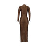 Turtleneck Skinny Women Dresses Sexy Skirt Long Sleeve Bodycon Sexy Streetwear Party Club Hollow out Long Dress