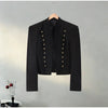 Frog Button Napoleon Short Jacket For Women Spring Stand Collar Cropped Coats Long Sleeve Street Outerwear