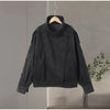 Chic Green Suede Lace Up Jackets Women Loose Stand Collar Belt Long Sleeve Buttons Coats Autumn Winter Lady Outwear