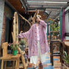 Spring Retro Print Ramie Loose Women Thin Wind Coats Leisure Long Trench Vintage Chinese Style Coat