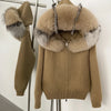 Coat Women Cardigan Natural Fox Fur Coat Women Real Mongolian Fur Knitwear Female Spring Autumn Hooded Knitted Fur Jacket