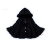Japanese Harajuku Girls Sweet Bow Fur Ball Plush Cape Coats Women Lolita Kawaii Winter Warm Ponchos Jacket Hooded Cloak