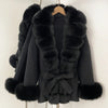 Real Fur Wool Jacket Reality Fur Jacket Women Natural Fox Fur Cuffs Winter Clothing Female Elegant with Belt Woolen Coat