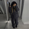 Women's Stripe Cotton Padded Coat Pant Set Loose Full Sleeve Hooded Zipper Jacket Elastic Waist Pants Winter Suits