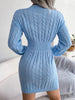 V Neck Casual Short Knit Dress Autumn Winter Women Solid Long Sleeve Dress Lady Khaki Bodycon Knitted Dresses