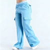 Women‘s Wide Leg Cargo Pants Elastic Waistband with Large Pockets Casual Fitness Sportswear Y2k Long Pants