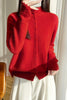 Autumn Winter Women's 100% Merino Wool Knit Cardigan Stand Collar Single Row Button Front Sweater Soft Warm Office Wear Coat