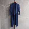 Pleated Long Trench Thin Temperament Solid Color Big Lapel Open Stitch Coat Female Coat Autumn 2C785
