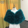 Real Ostrich Feather Wedding Shawl Women Winter Fur Wrap Cape Scarf Fluffy Feather Bridal Shrug Party Stoles Bride Cape Cloak