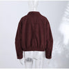 Solid Faux Suede Jackets Women's Stand Collar Full Sleeves Zip Cropped Coat Autumn Winter Lady Casual Outerwear