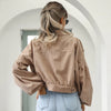 Autumn Cropped Corduroy Jackets Overcoat Single Breasted Lantern Sleeve Coats Women Vintage Winter Women Jacket 18047