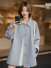 Women Mid Long Windbreaker Autumn Trench Coat Raglan Sleeve Lace Korean Style Ladies Outer Coat