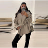 Tie Up Short Women 's Trench Coat Lapel Long Sleeve With Belt Oversize Windbreaker Female Spring Autumn Woman Outerwears