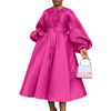 African Party Evening Dresses for Women Elegant Autumn Long Lantern Sleeve O-neck Midi Dress Birthday Dress for Women S-3XL